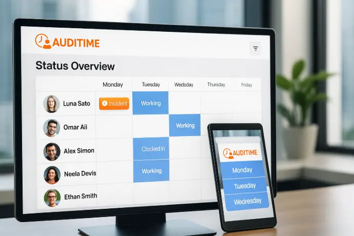 Resumen de estado de jornada y turnos en Auditime
