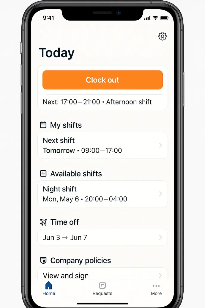 Vista del panel de empleado de Auditime