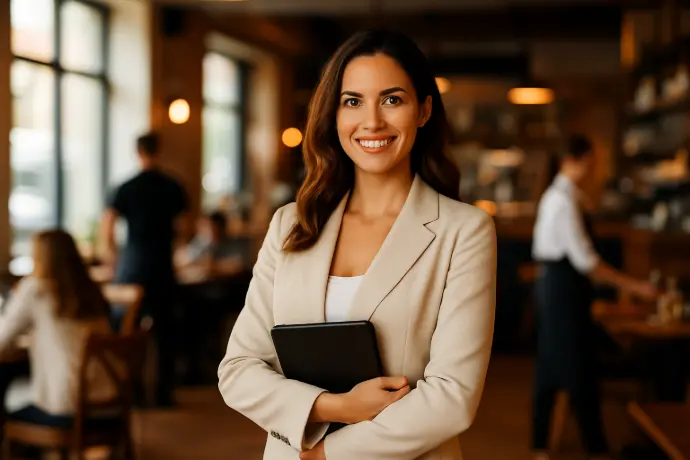 Directiva con equipo de fondo, preparada para optimizar su organización con Auditime